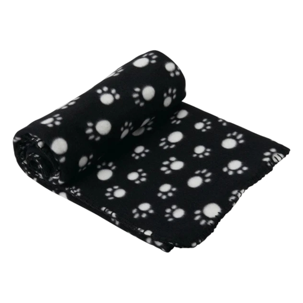 Dog Blanket Paw Print Black