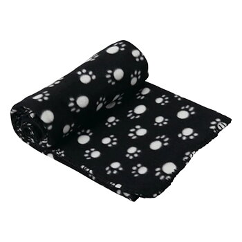 Dog Blanket Paw Print Black
