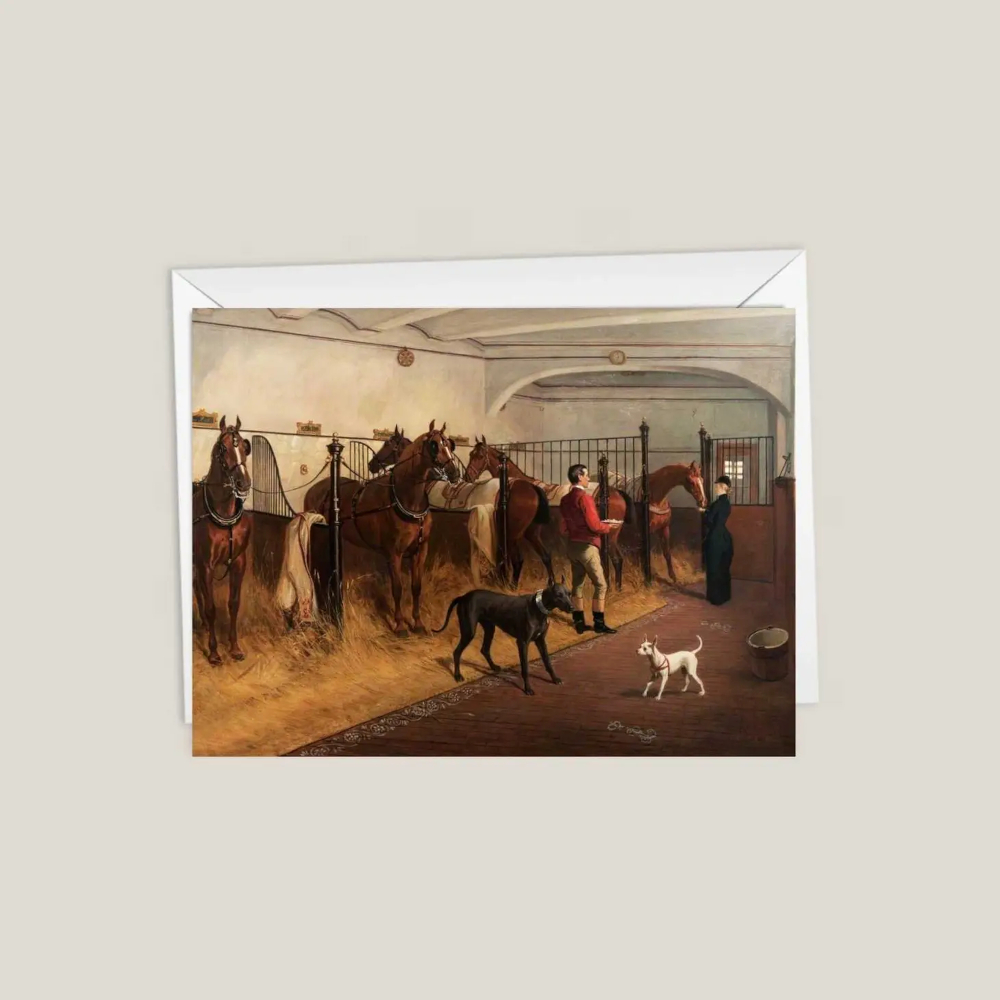 Greeting Card Nimrod Paper Horses In A Stable