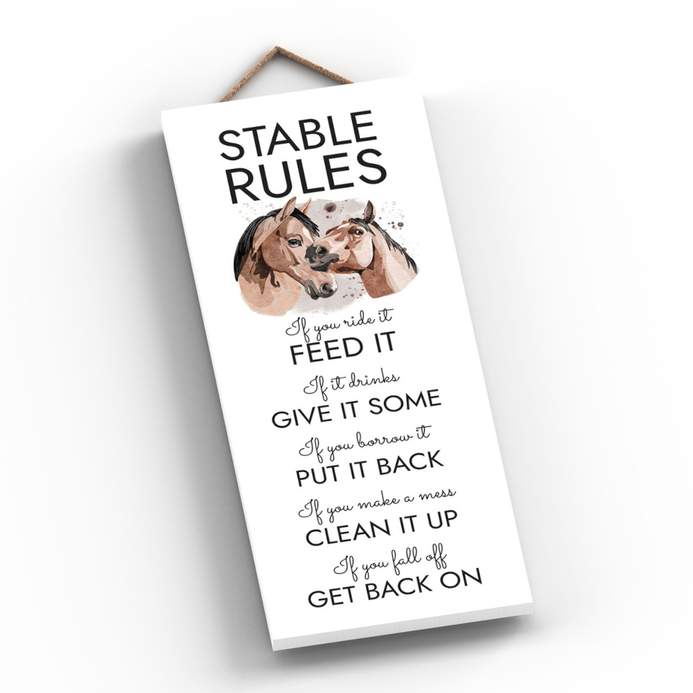 Wooden Sign Vivid Squid Horse Motif Rules 