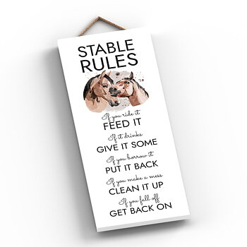 Wooden Sign Vivid Squid Horse Motif Rules 