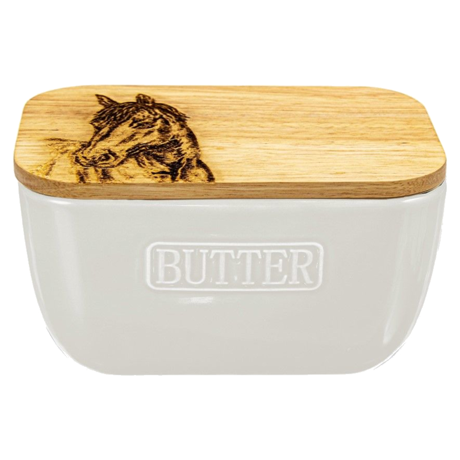 Butter Dish Selbrae House Ceramic Horse Motif White