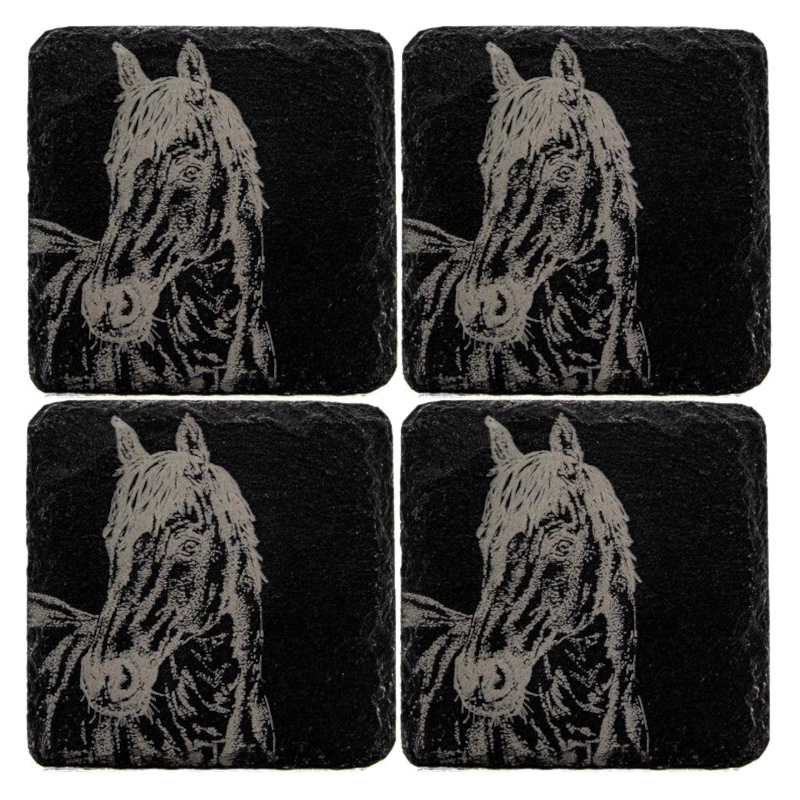 Coaster Selbrae House Slate Horse Motif 4-Pack