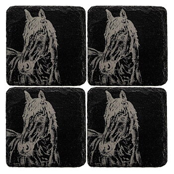Coaster Selbrae House Slate Horse Motif 4-Pack