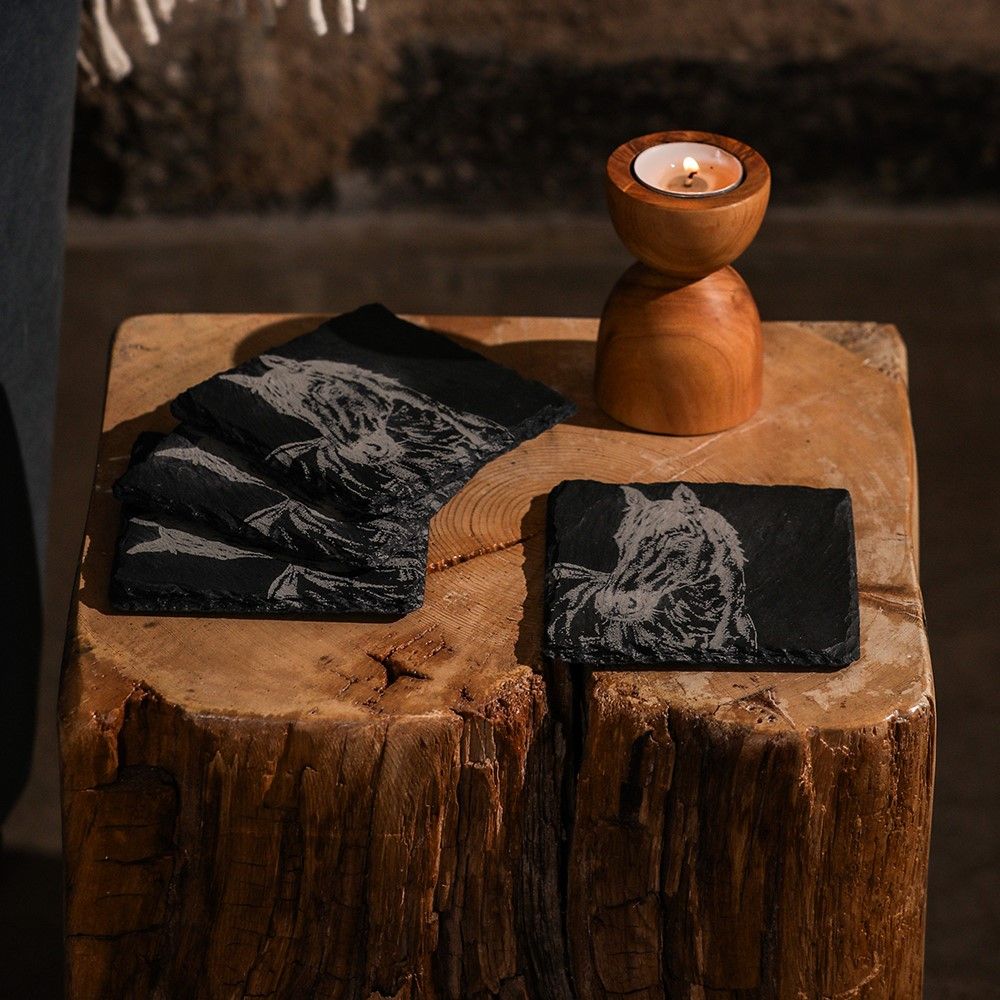 Coaster Selbrae House Slate Horse Motif 4-Pack - 3