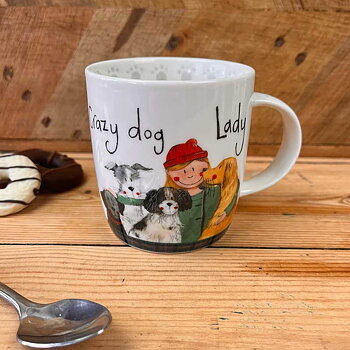 Mugg Alex Clark Hundmotiv Crazy Dog Lady