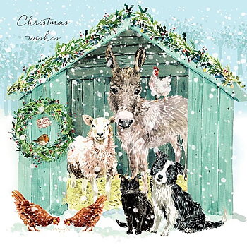 Christmas Cards Otter House Animal Motif Farmyard Animals 10-pack