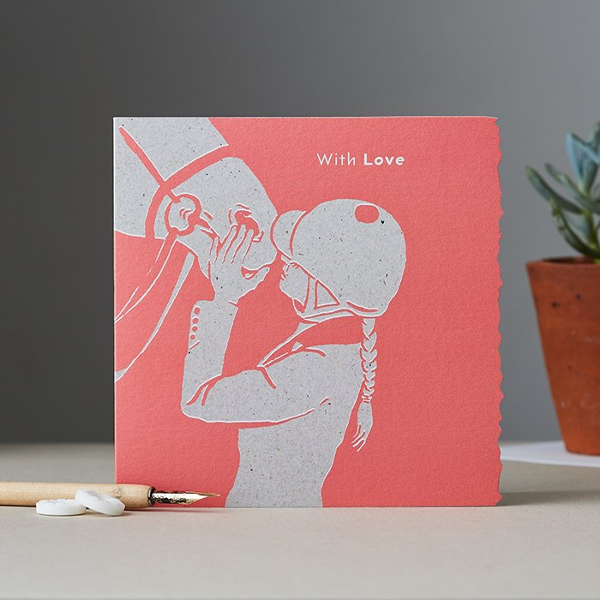 Kort Deckled Edge Art Hästmotiv With Love