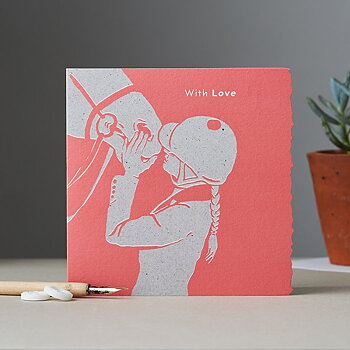Kort Deckled Edge Art Hästmotiv With Love