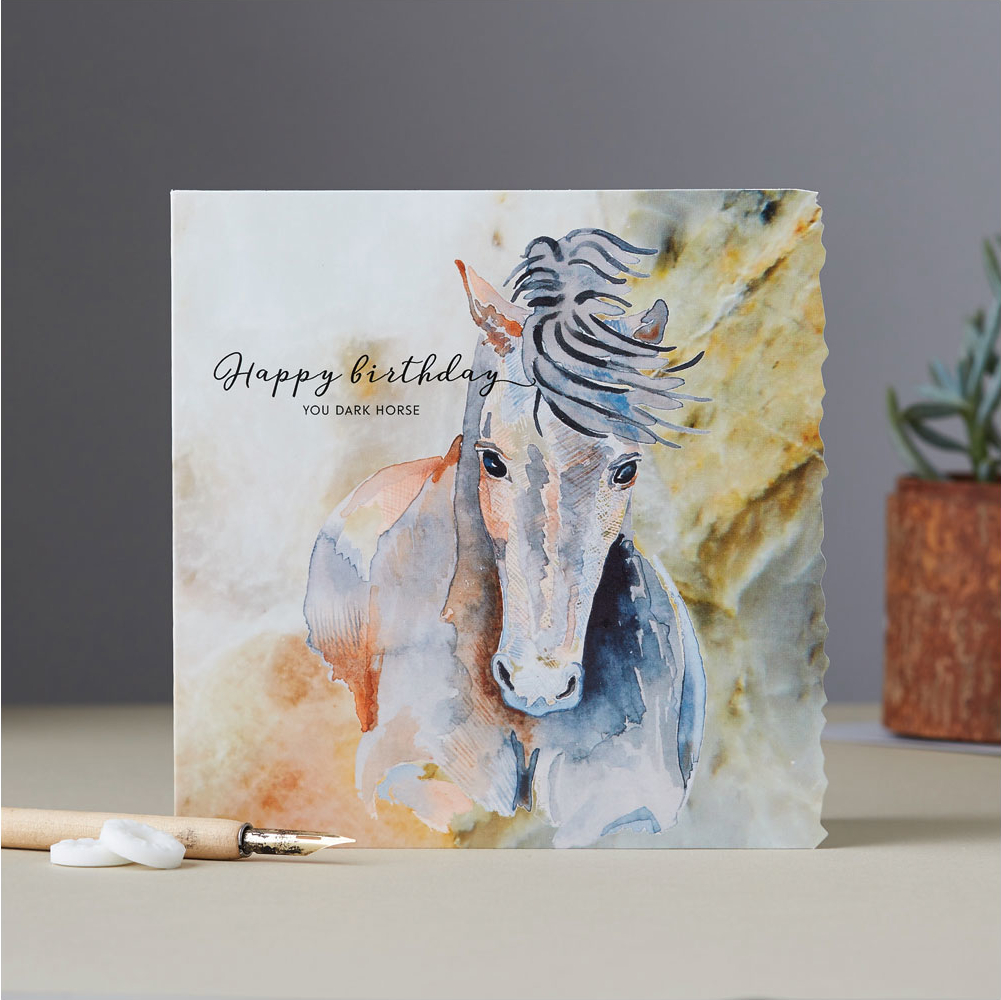 Birthday Card Deckled Edge Art Hors Motif You Dark Horse