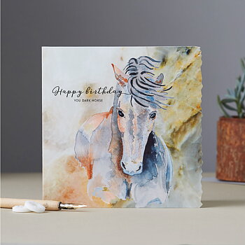 Birthday Card Deckled Edge Art Hors Motif You Dark Horse
