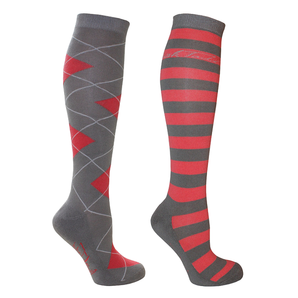 Riding Socks Grey/Coral 2-pack