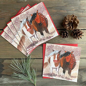 Julkort Alex Clark Hästmotiv Winter Weather Horses 5-pack