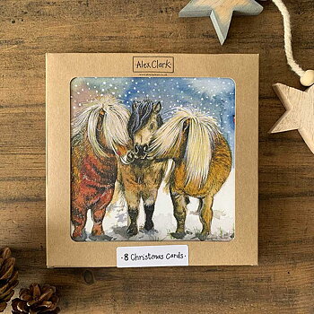 Julkort Alex Clark Hästmotiv Christmas Ponies 8-pack