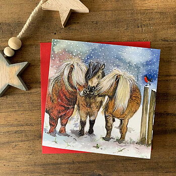 Julkort Alex Clark Hästmotiv Christmas Ponies 8-pack
