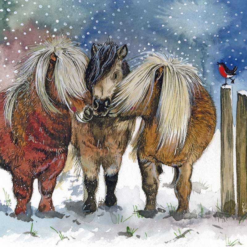 Julkort Alex Clark Hästmotiv Christmas Ponies 8-pack - 4