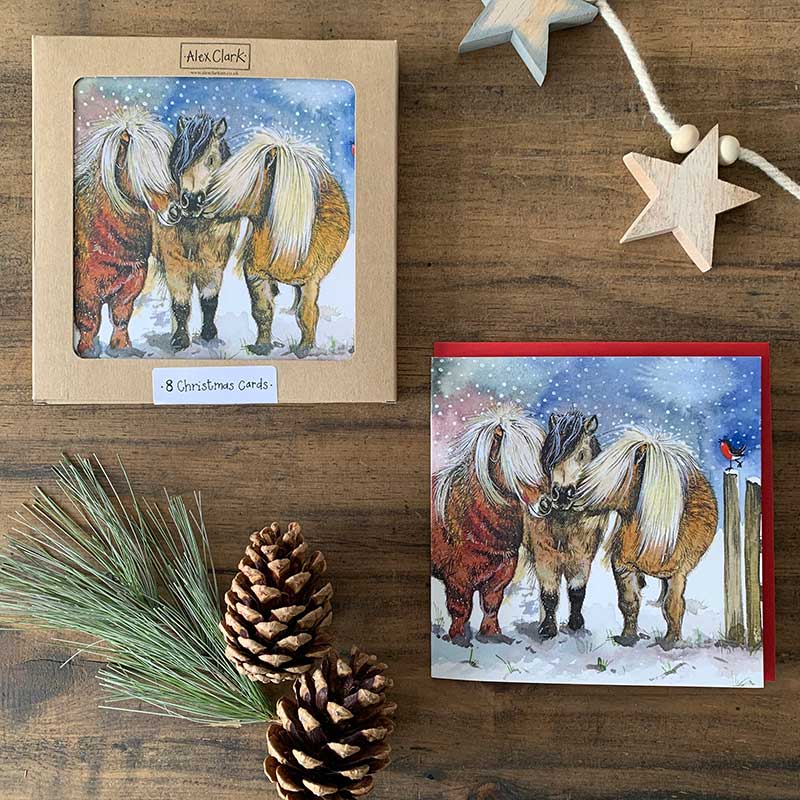 Julkort Alex Clark Hästmotiv Christmas Ponies 8-pack - 3