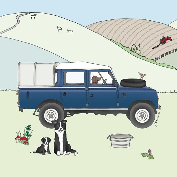 Kort Emma Lawrence Designs Blå Landrover