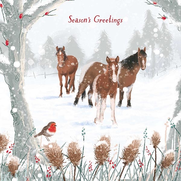 Christmas Card Otter House Horse Motif Winter Friends 10-pack