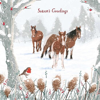 Christmas Card Otter House Horse Motif Winter Friends 10-pack