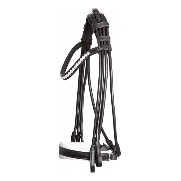 Rolled Double Bridle SD Design Belissimo Black White