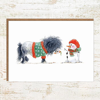 Julkort Pony Nut Gifts Hästmotiv Christmas Snowman