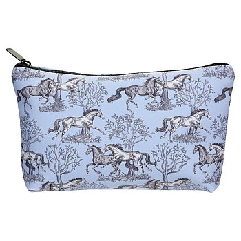 Cosmetic Case AWST Intl Horse Motif Blue Toile