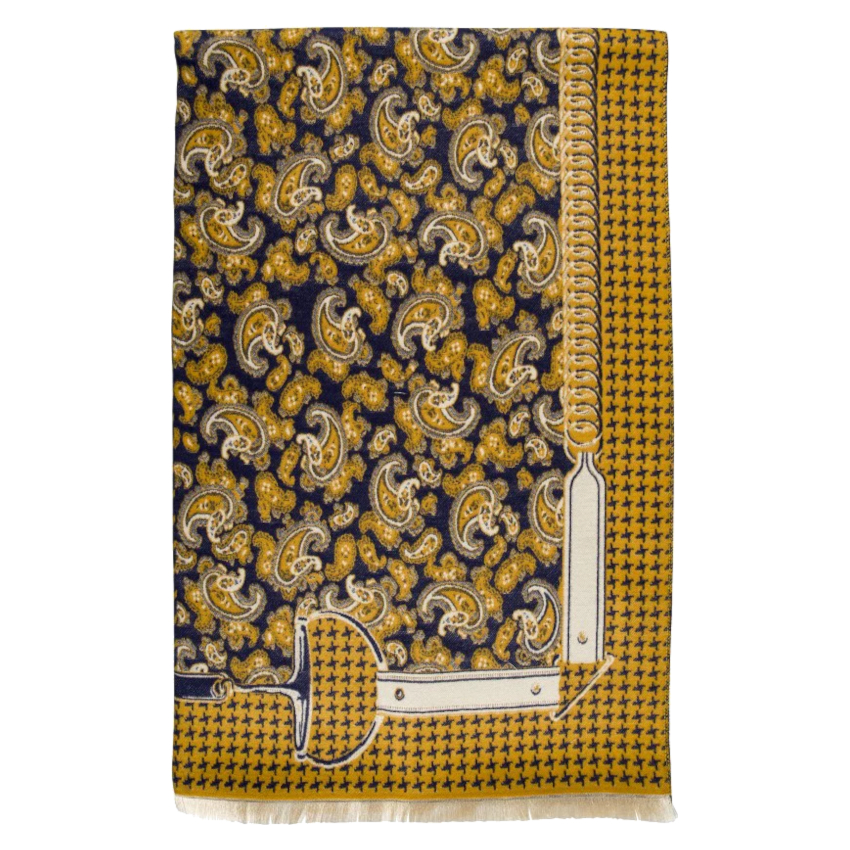 Scarf AWST Intl Paisley/Houndtooth Gold
