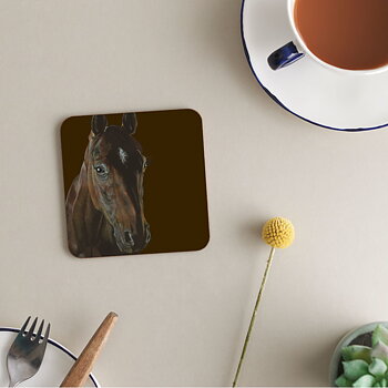 Coaster Deckled Edge Art Horse Motif The Chestnut