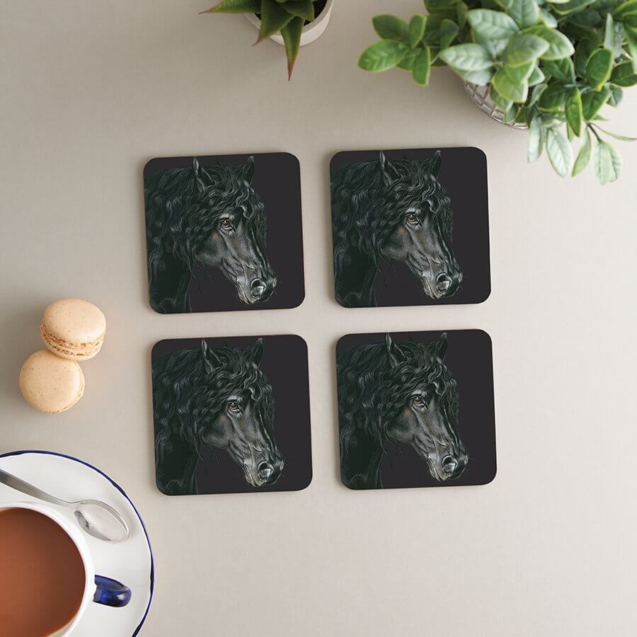Coaster Deckled Edge Art Horse Motif The Friesian - 2