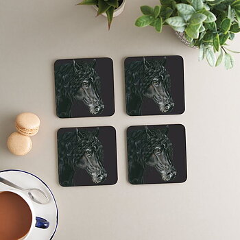 Coaster Deckled Edge Art Horse Motif The Friesian