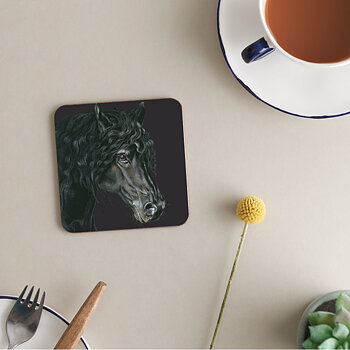 Coaster Deckled Edge Art Horse Motif The Friesian
