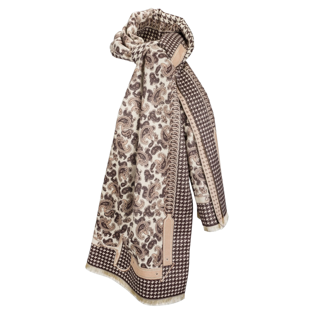 Scarf AWST Intl Paisley/Houndtooth Brown - 2