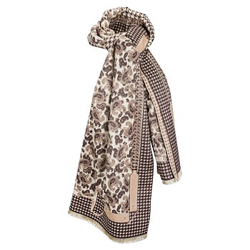 Scarf AWST Intl Paisley/Houndtooth Brown