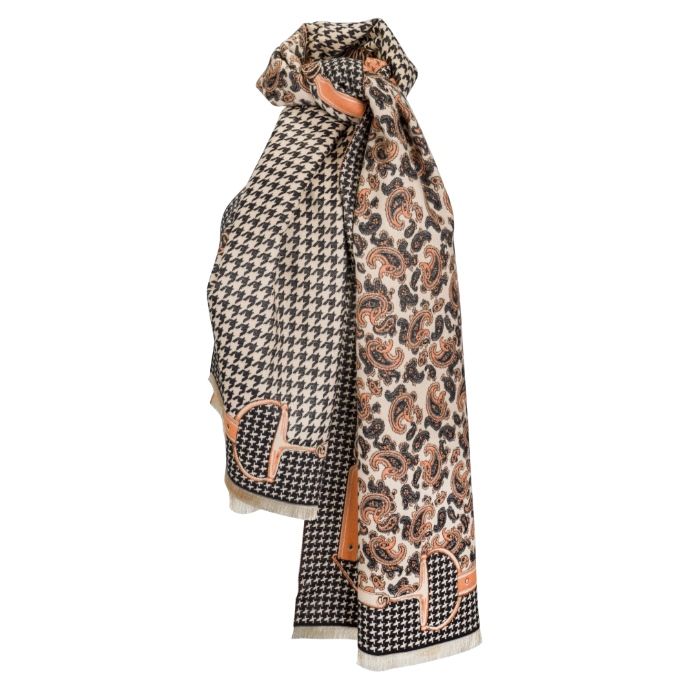 Scarf AWST Intl Paisley/Houndtooth Black - 2