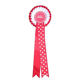 Happy Birthday Rosette Red