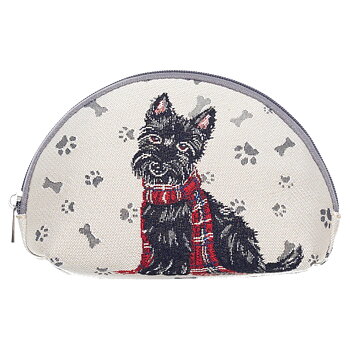 Cosmetic Bag Signare Dog Motif Scottie White