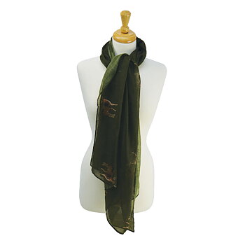 Scarf Hy Equestrian Stag Print Dark Green
