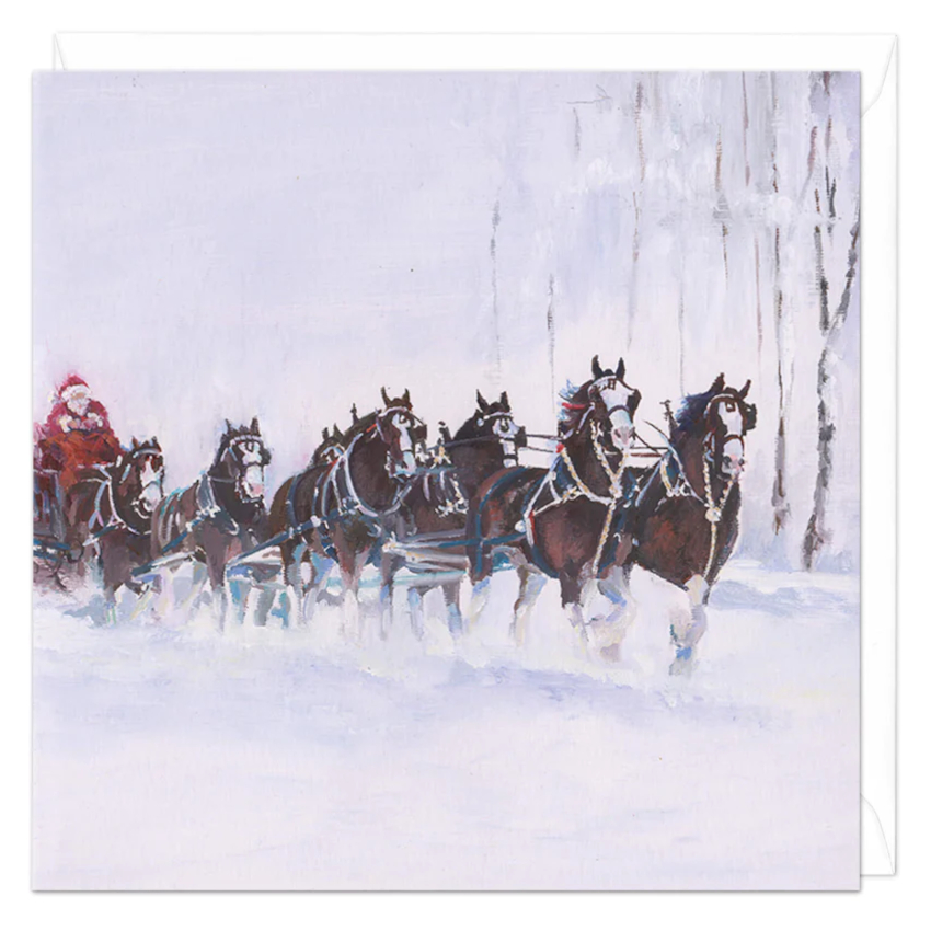Julkort Whistlefish Hästmotiv Heavy Horse Sleigh