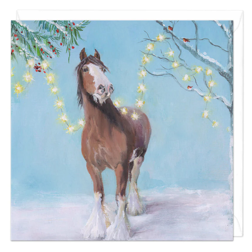 Julkort Whistlefish Hästmotiv Horse Lights
