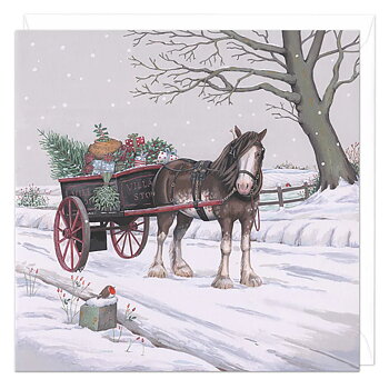 Julkort Whistlefish Hästmotiv Heavy Horse And Cart