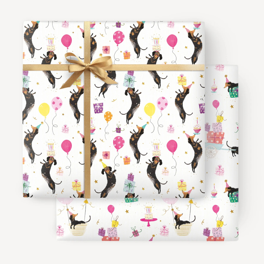 Presentpapper Whistlefish Hundmotiv Sausage Dog Party - 2