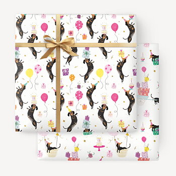 Gift Wrap Whistlefish Dog Motif Sausage Dog Party