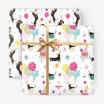 Gift Wrap Whistlefish Dog Motif Sausage Dog Party