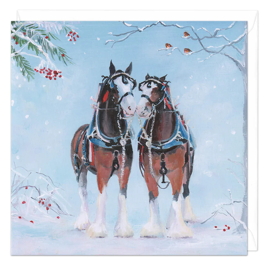 Christmas card Whistlefish Horse motif Heavy Horse Dressed Up