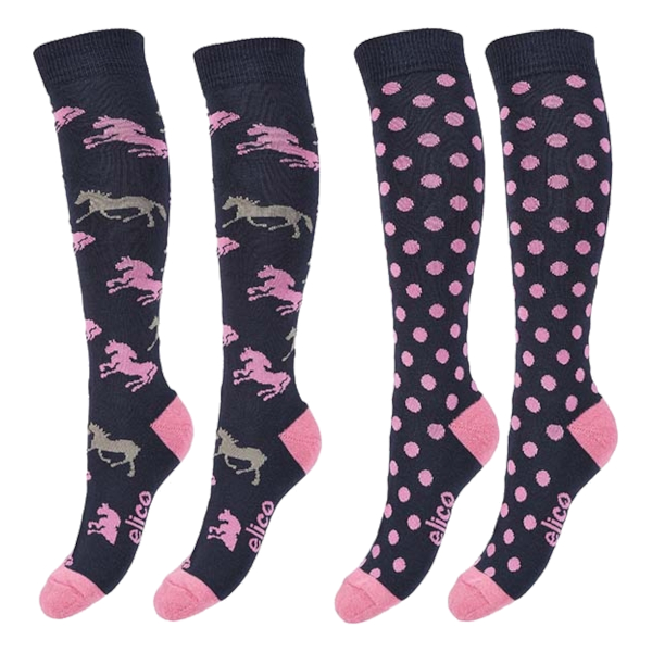 Ridstrumpor Elico Sorrento Svart/Rosa 2-pack 