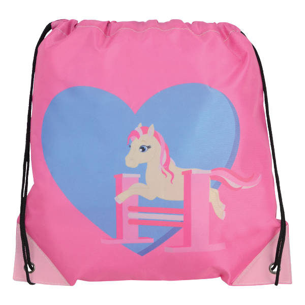 Drawstring Bag Hy Equestrian Horse Motif Show Pony Pink