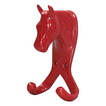 Dubbel Väggkrok Perry Equestrian Hästhuvud  Röd