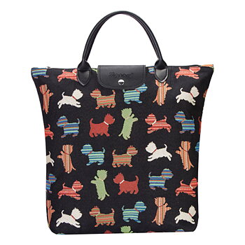 Shoppingbag Foldable Signare Dog Motif Playful Puppies