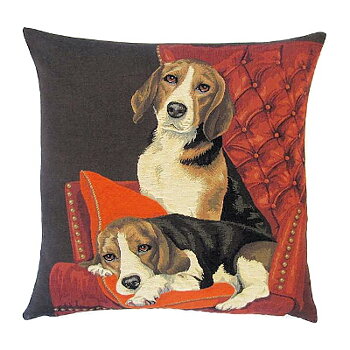 Gobelängkudde Hundmotiv Beagles In Sofa